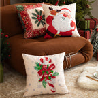 Weihnachtlicher quadratischer Kissenbezug mit Patchwork-Design und verdecktem Reißverschluss