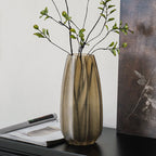 Decorative glass vase with ribbed structure
