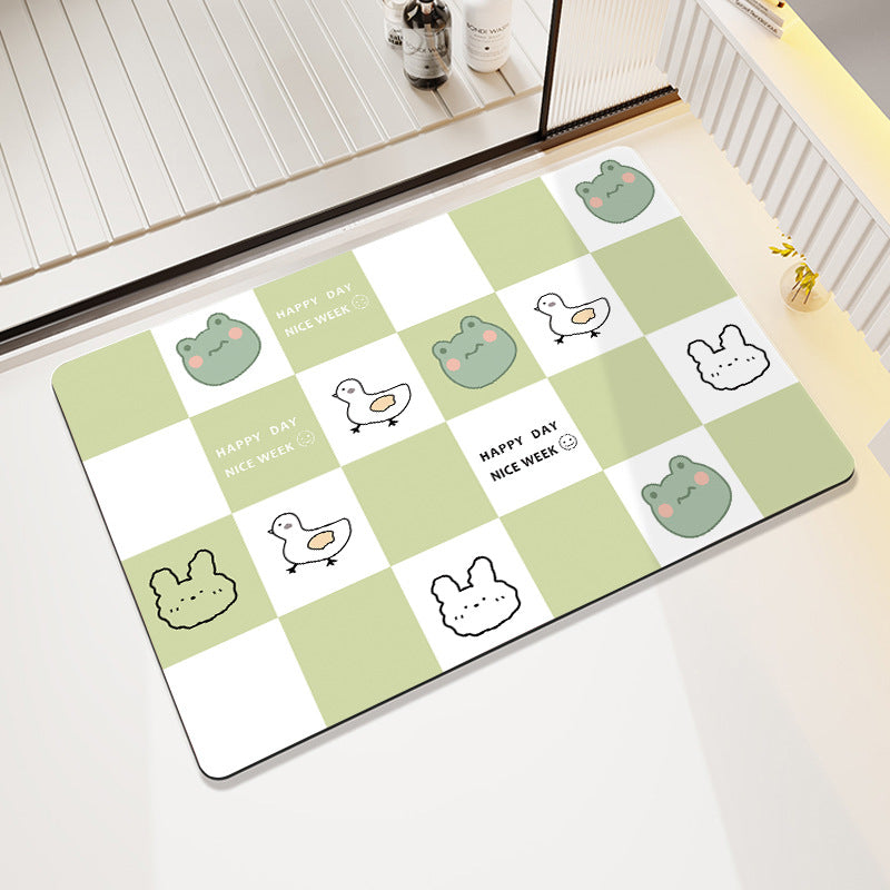 Cartoon Cat-Themed Bath Rug