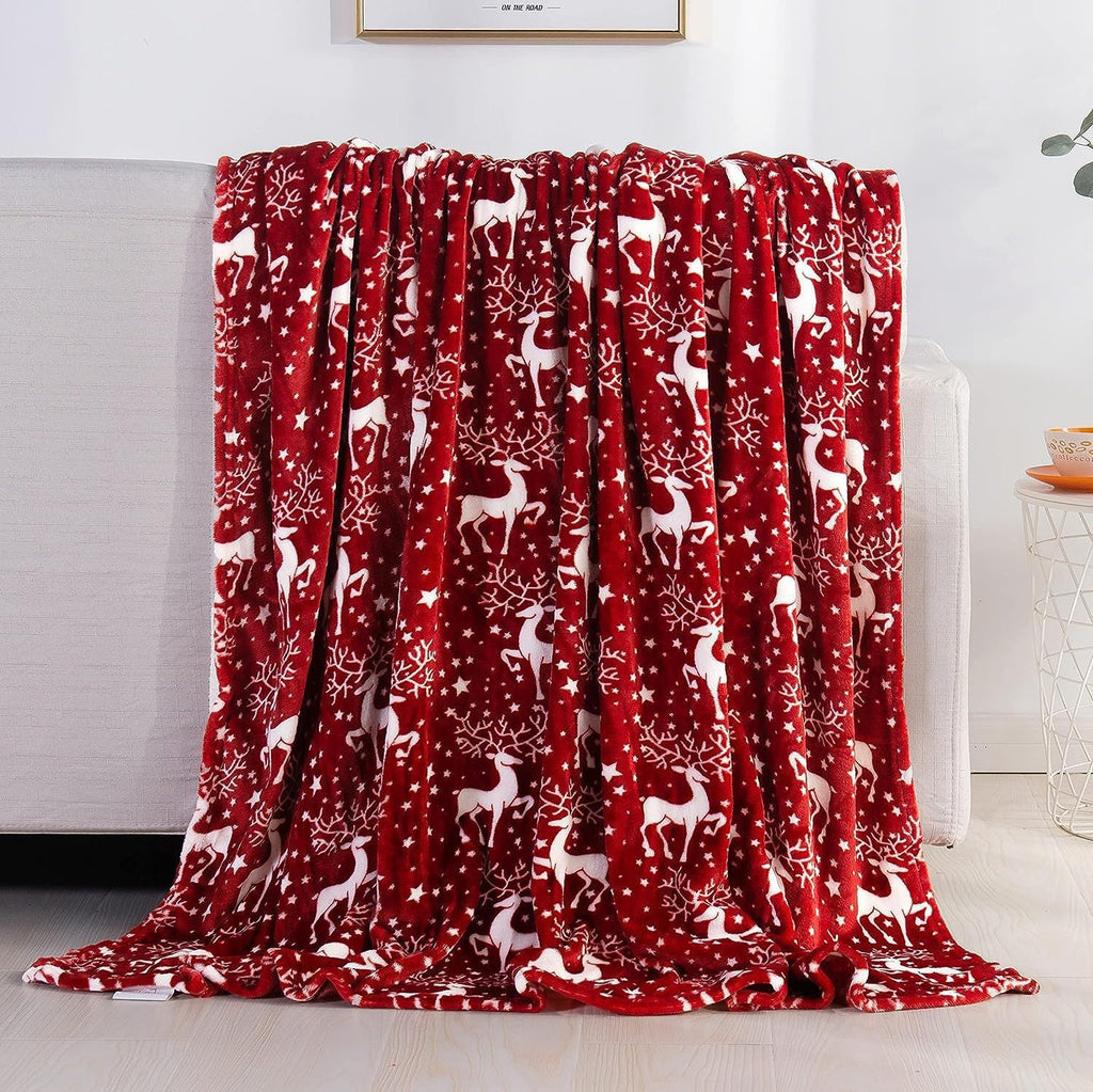 Festliche Plüsch-Fleece-Decke mit Weihnachtsmann-Motiv