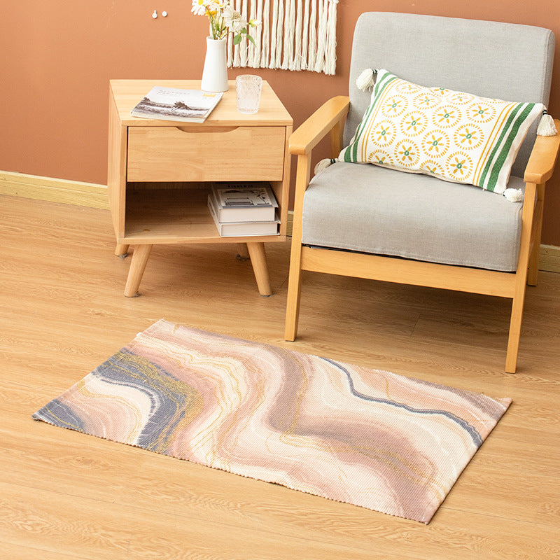 Flat-Woven Living Room Rug with Marbled Pattern