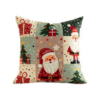 Weihnachtlicher quadratischer Kissenbezug mit Patchwork-Design und verdecktem Reißverschluss