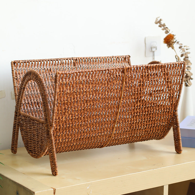 Rectangular Handwoven Rattan Magazine Basket