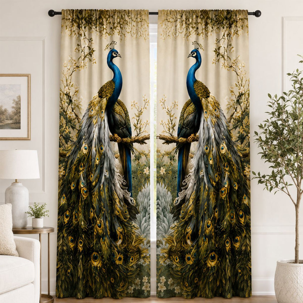Fenstervorhang mit Vogelmotiv