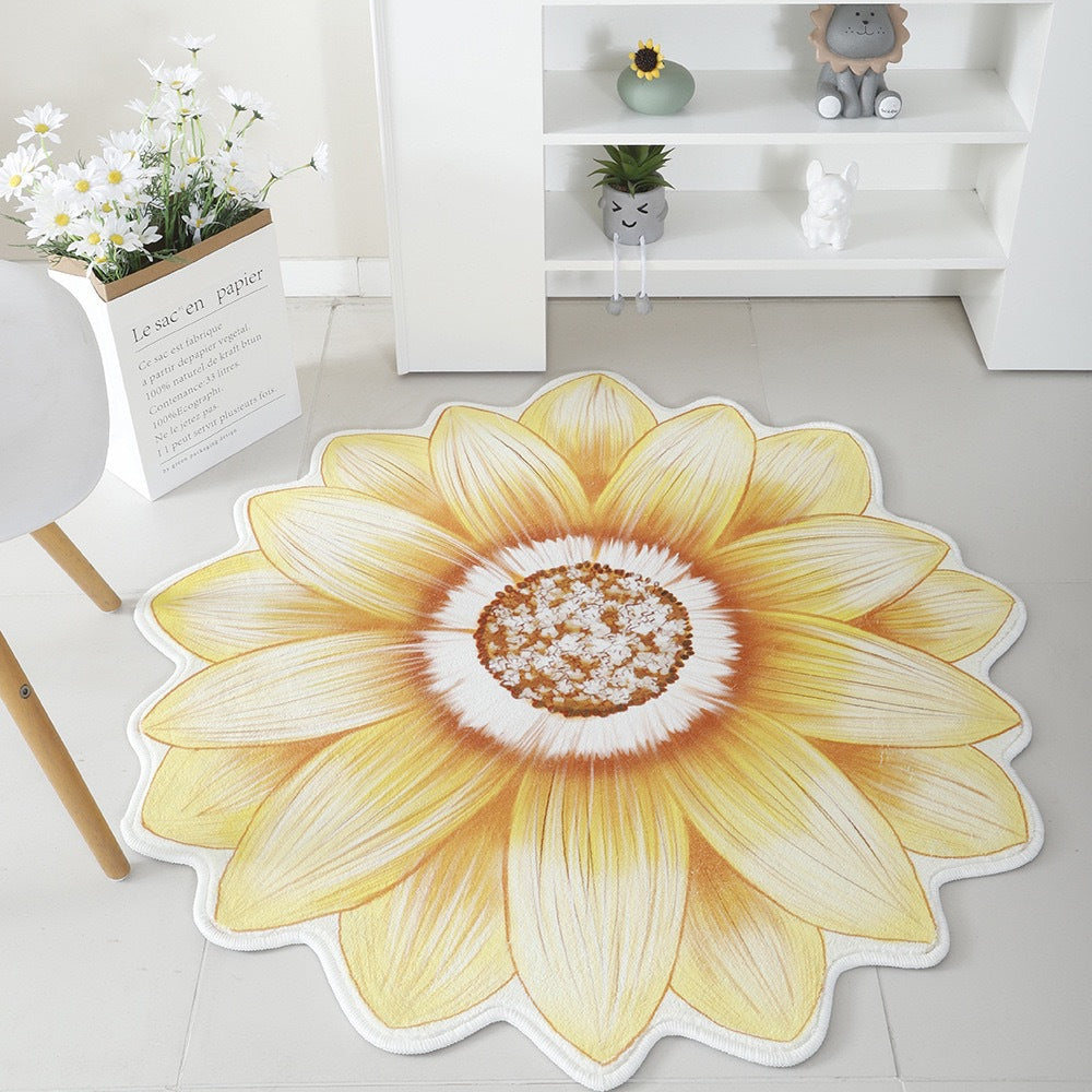 Floral Print Round Area Rug