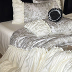 Premium Cotton Satin Duvet Cover Set with Ruffled Frill