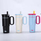 Unisex Insulated Cup with Handle and Straw