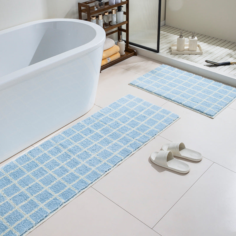 Soft Plush Checkered Bath Runner