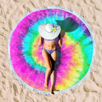 Rundes Strandtuch mit Sonnenuntergangs-Design