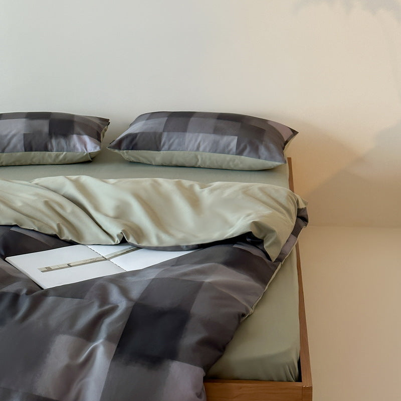 Reversible Cotton Satin Striped Bedding Set