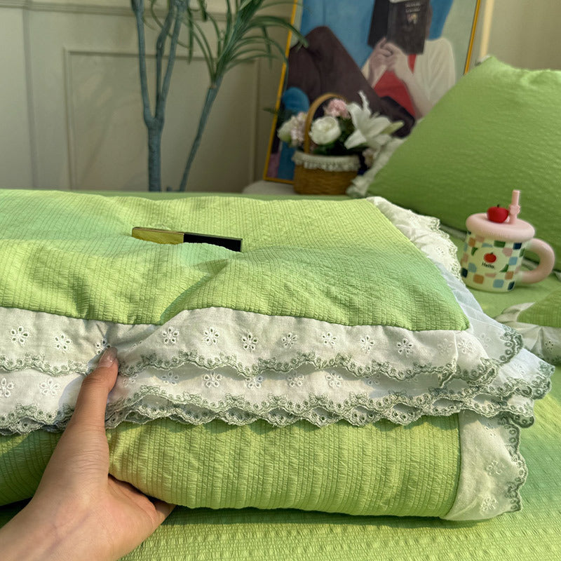Women's Bedspread with Lace Embellishments