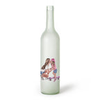 Decorative Frosted Glass Bottle Vase With Fashion Collage Decal
