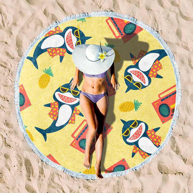 Rundes Strandtuch mit Sonnenuntergangs-Design