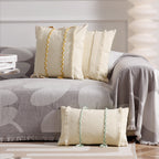 Premium cotton-linen pillow cover with braided trim and fringes