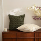 Square structure decorative cushion with handcrafted bobble tufting