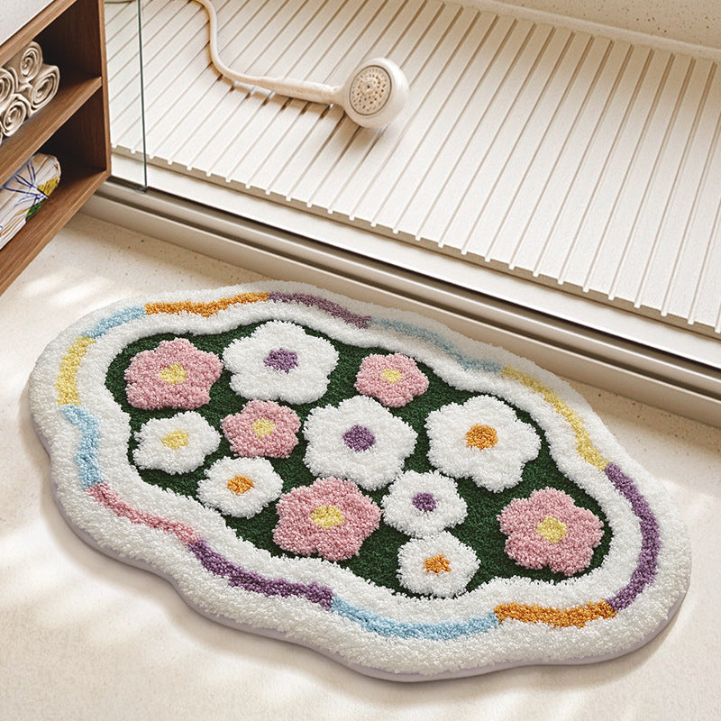 Textured Floral Bath Mat
