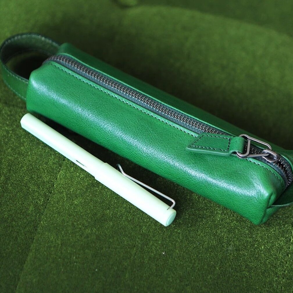 Stylish Zippered Leather Pencil Case