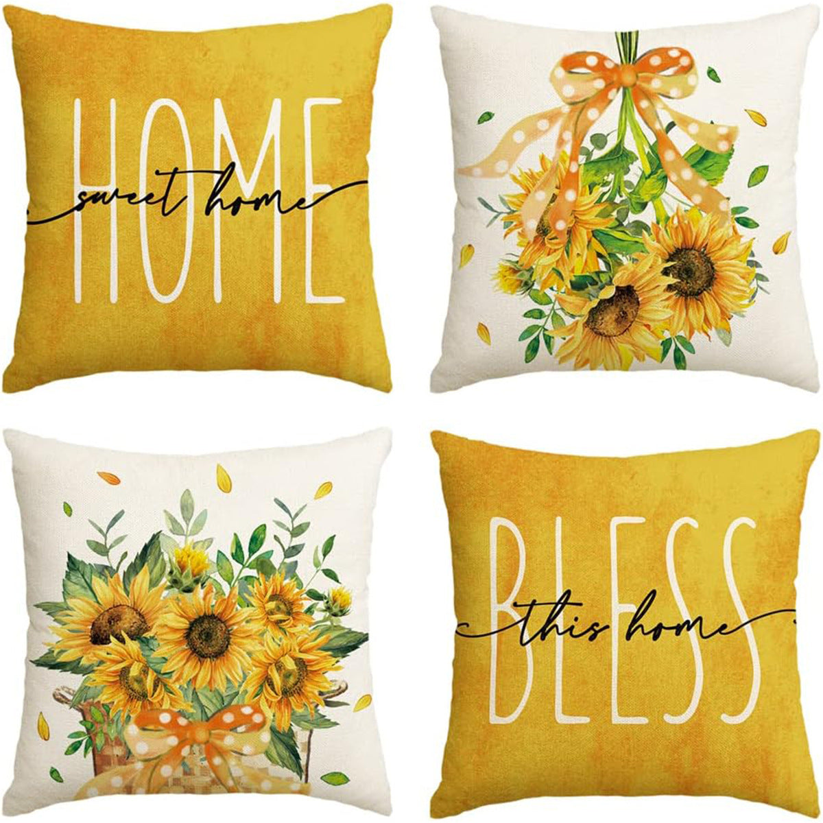Pillowcases with Sunflower Design