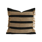 Woven Cushion Cover with Bouclé Surface and Jute Fringes