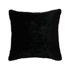 Square plush decorative cushion with microfiber faux fur surface and concealed zipper