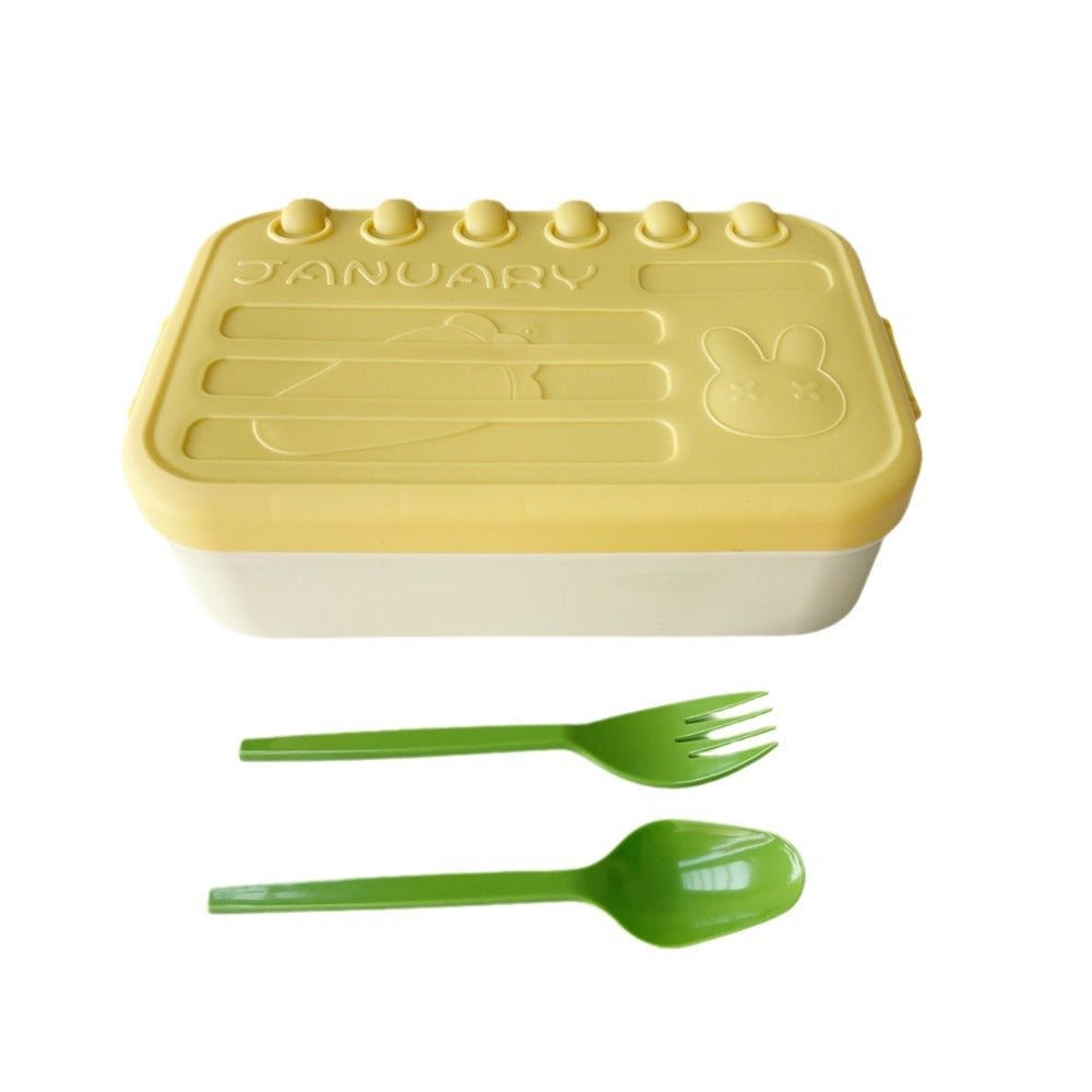 Multi-Compartment Bunny-Themed Lunch Box with Utensils