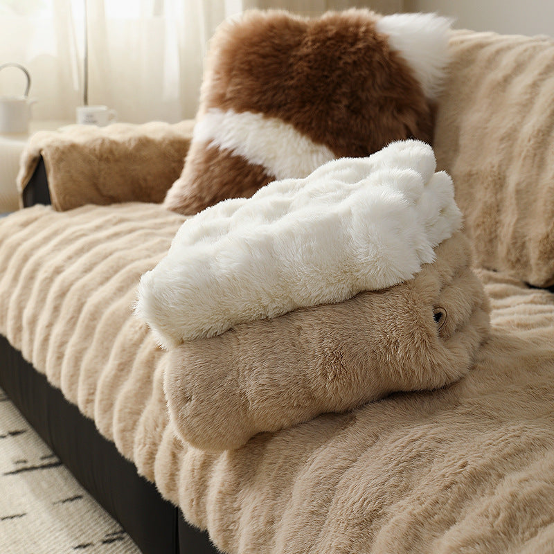 Faux Fur Sofa Throw Set