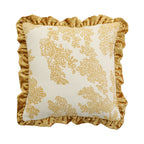 Square decorative pillow in Baroque style with velvet ruffle and putto jacquard