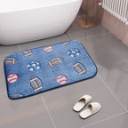 Star-Patterned Plush Bath Mat