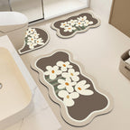 Floral Patterned Bath Mat Set