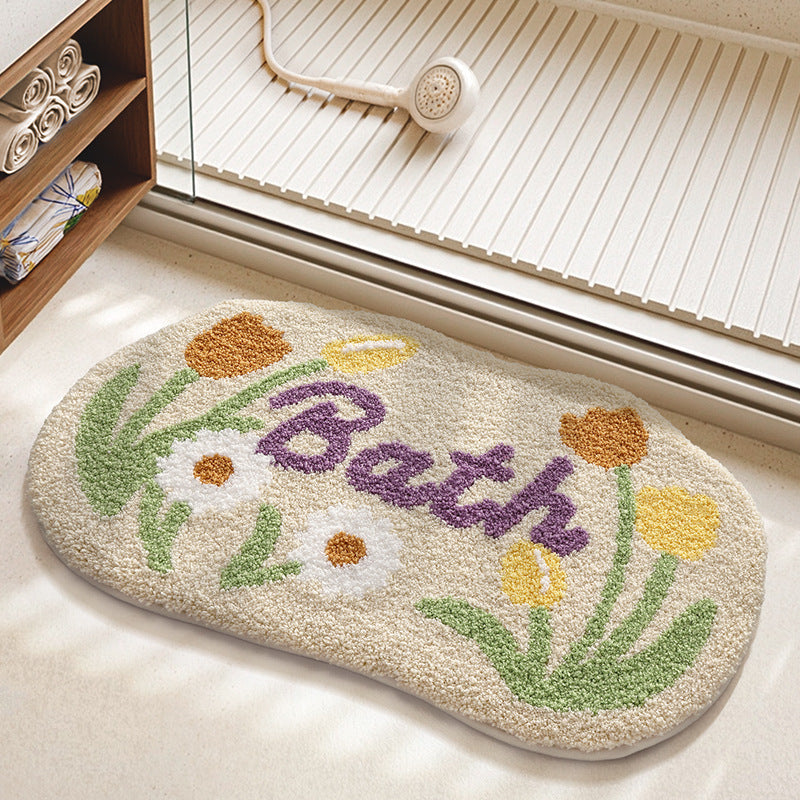 Textured Floral Bath Mat