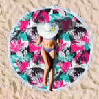 Rundes Strandtuch mit Sonnenuntergangs-Design