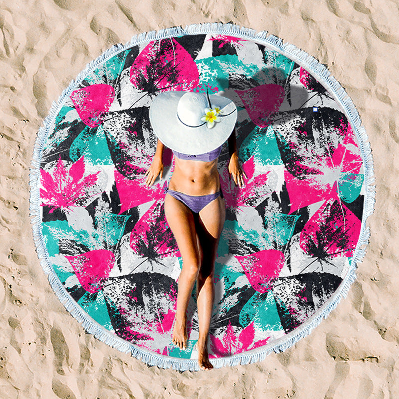 Rundes Strandtuch mit Sonnenuntergangs-Design