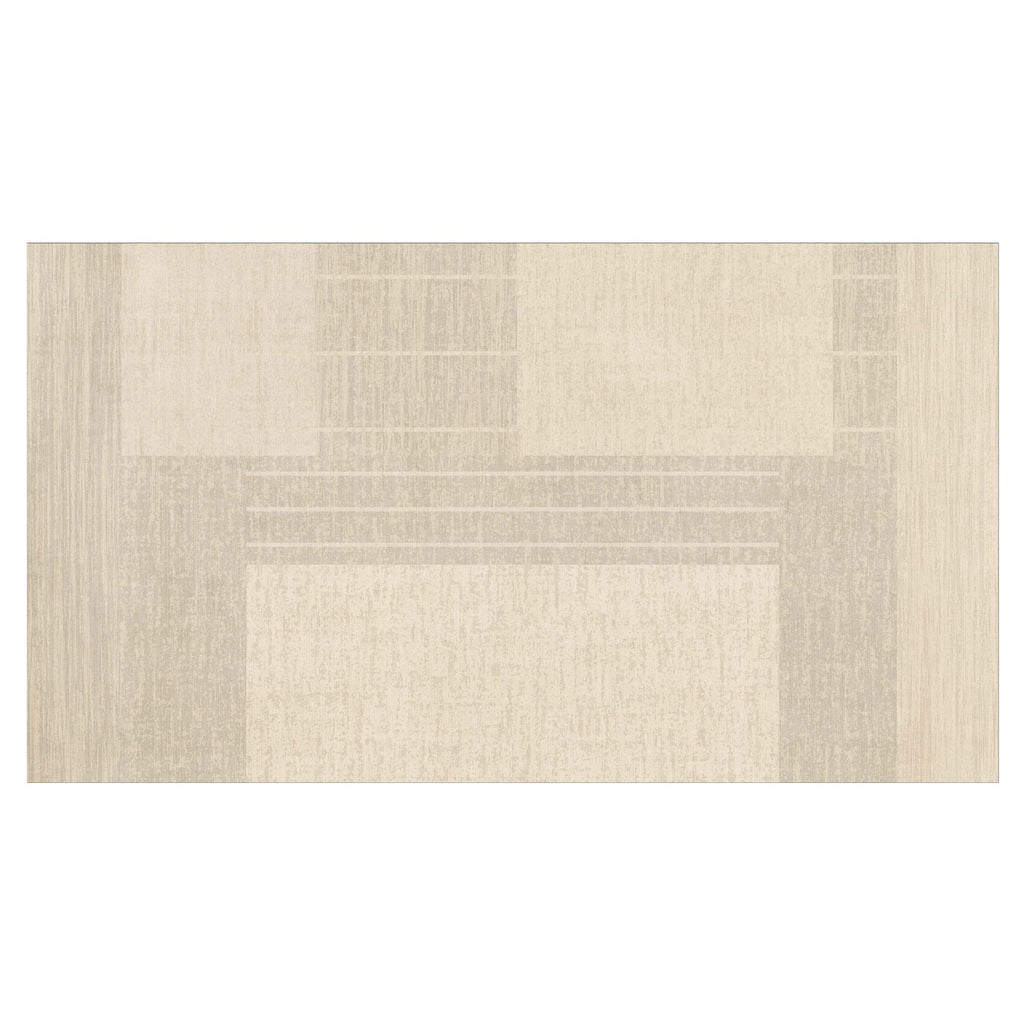 Modern Low-Pile Geometric Area Rug with Subtle Striped Border