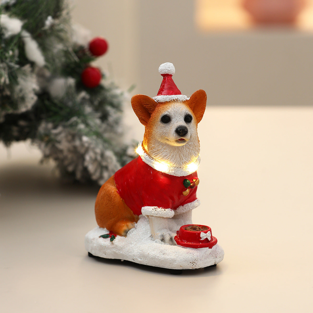 Festive LED Dog Figurine