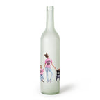 Decorative Frosted Glass Bottle Vase With Fashion Collage Decal