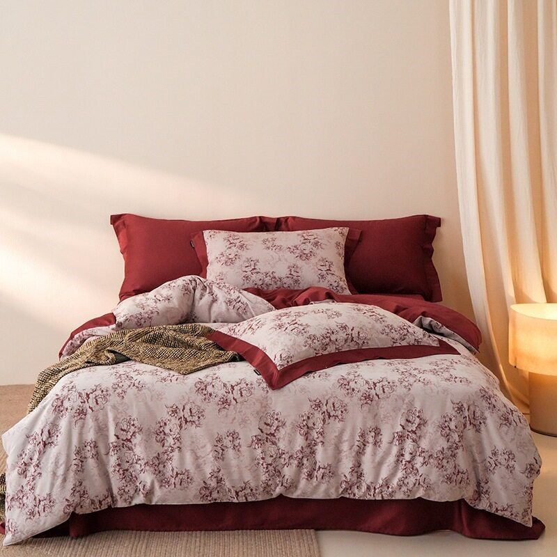 Bettwäsche-Set aus atmungsaktivem Baumwollsatin mit Mosaik-Fliesen-Druck und Wendefunktion