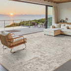 Large Plush Low-Pile Contemporary Distressed-Texture Area Rug