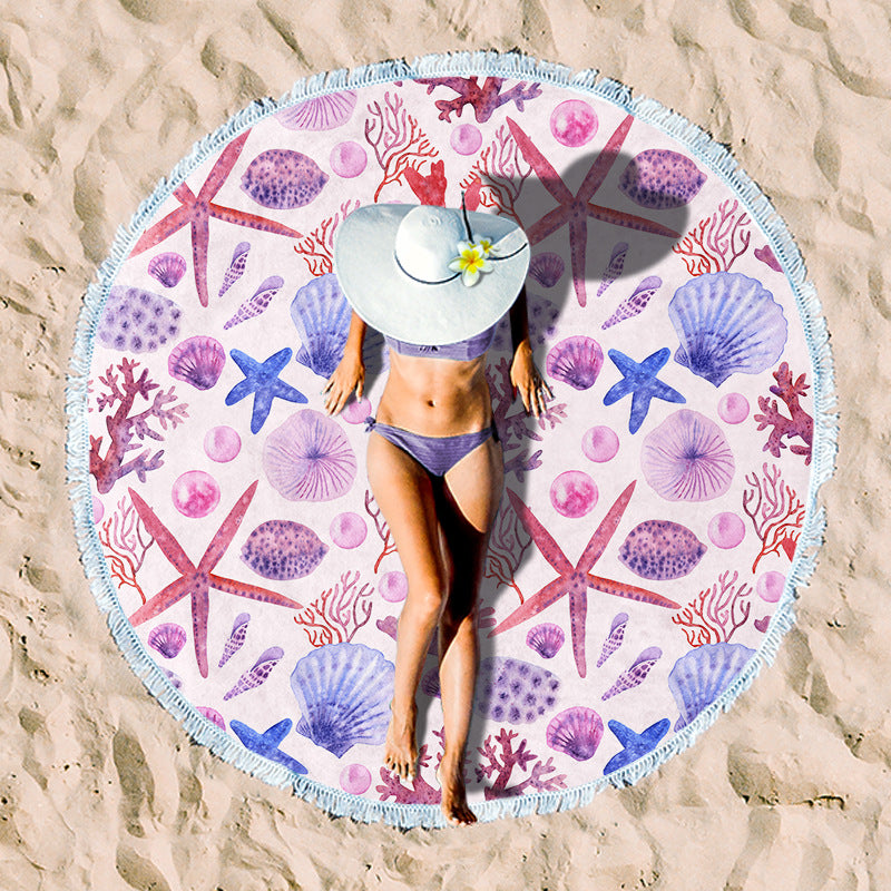 Rundes Strandtuch mit Sonnenuntergangs-Design