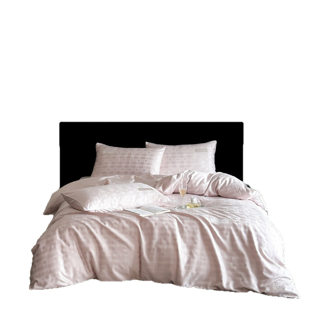 Cotton Satin Bed Linen Set with Check Pattern