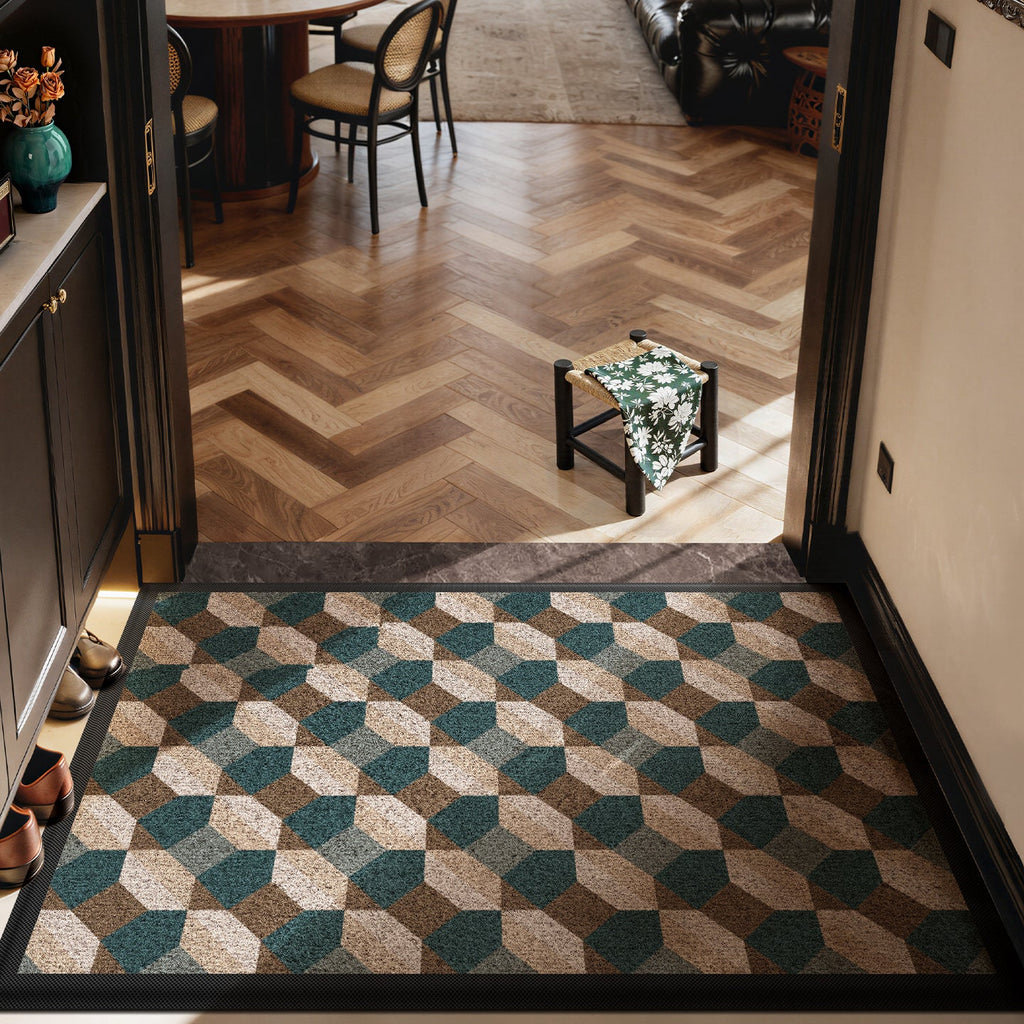 Textured Geometric Entrance Mat