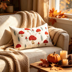 Bestickter Kissenbezug in Leinenoptik mit Pilz-Motiv
