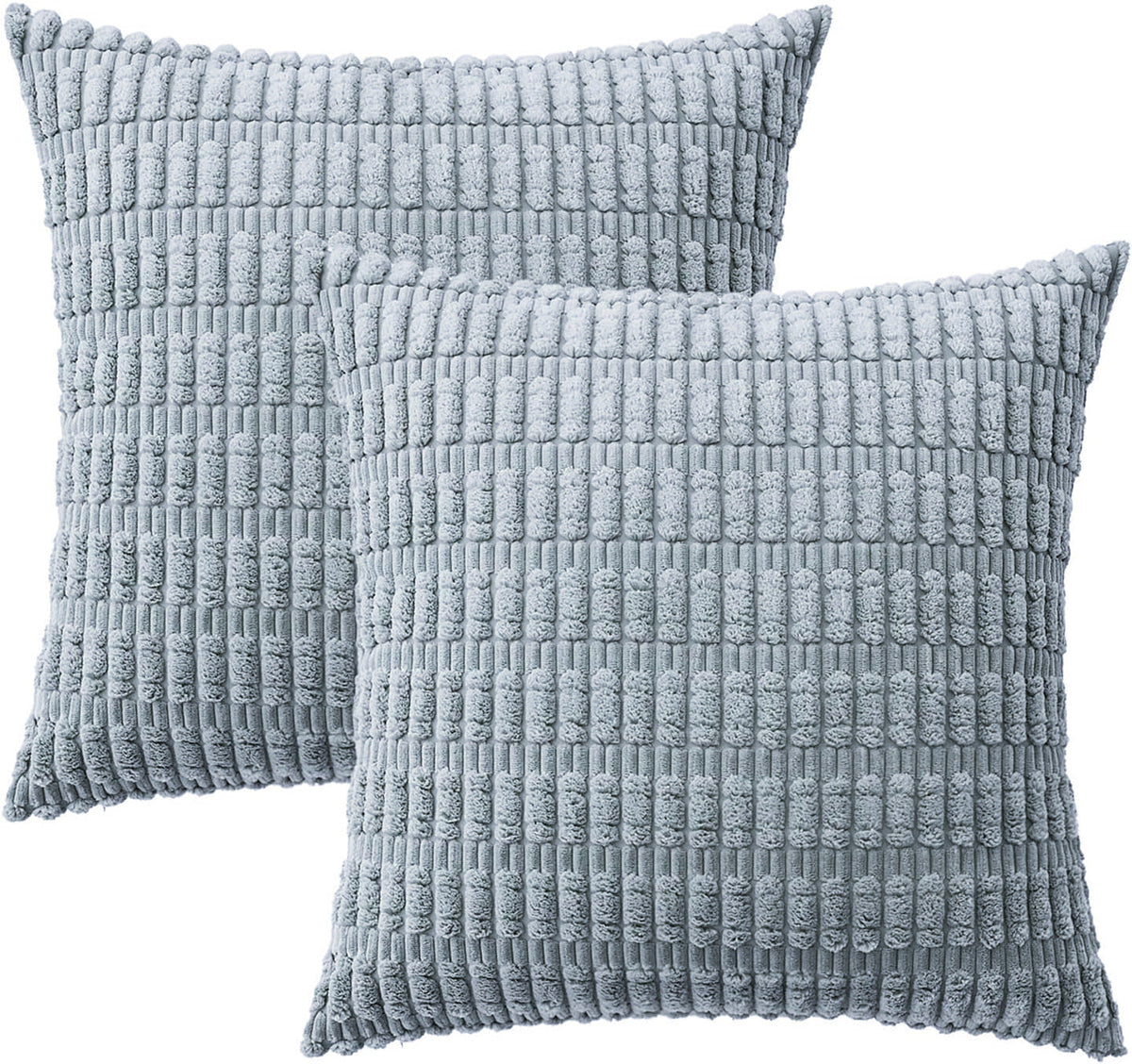 Textured Chenille Square Throw Pillow Cover Pair with Raised Grid Tufting