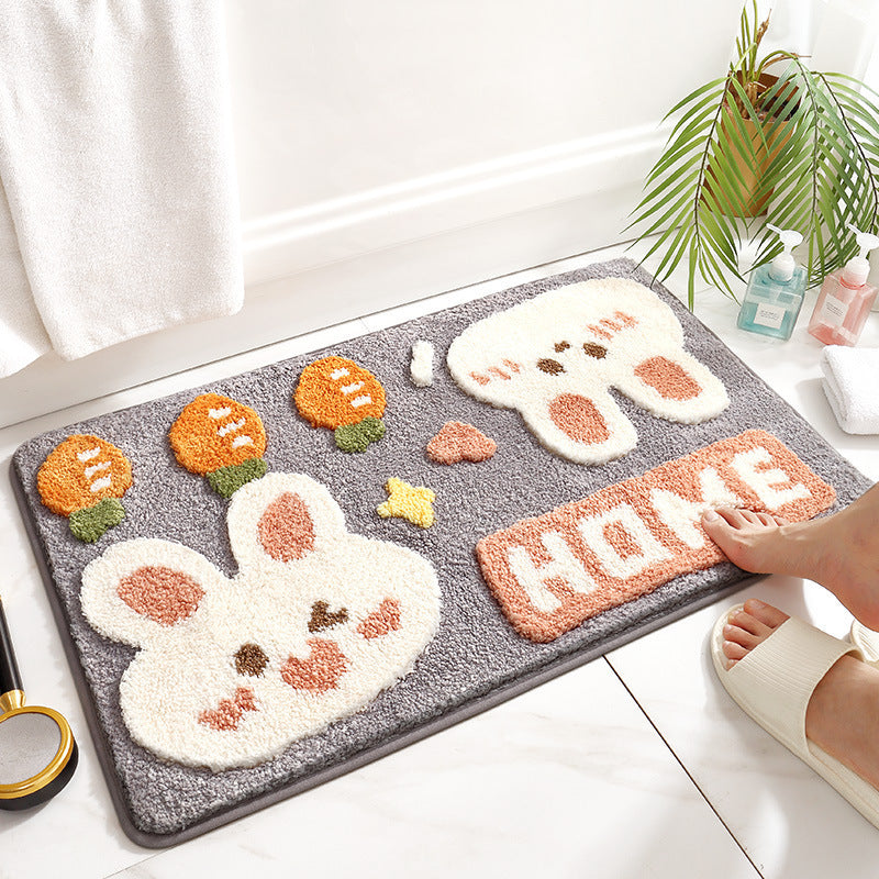 Plush Bunny-Themed Bath Mat
