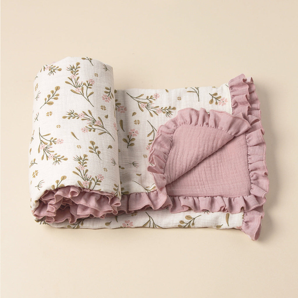 Soft Muslin Baby Blanket with Frill Edging