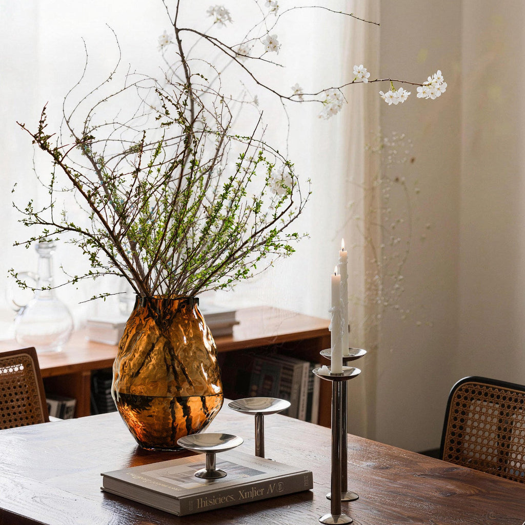 Handblown Textured Organic Glass Floor Vase