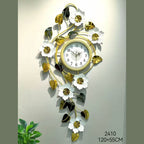 Floral Wall Clock Art with Elegant Metal Frame