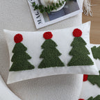 Rechteckiger Kissenbezug mit getufteter Weihnachtsbaum-Applikation