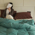 Premium cotton satin duvet cover set with fitted sheet and pillowcases