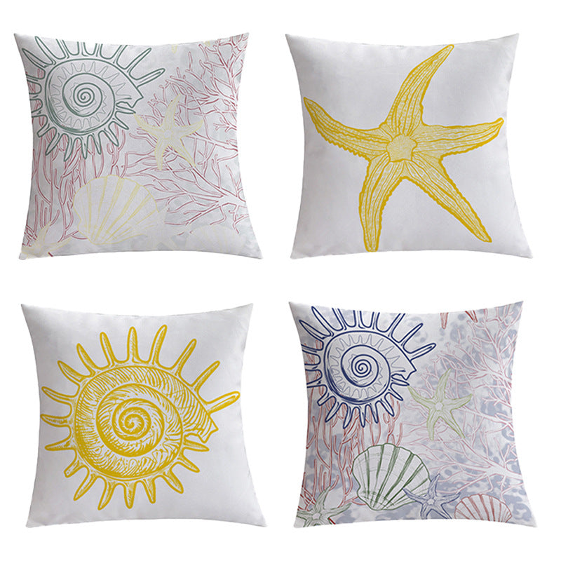 Quadratischer Outdoor-Kissenbezug mit Seestern-Design aus wasserabweisendem Polyester