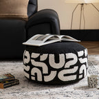 Patterned Seat Pouf in Bouclé and Cotton Blend
